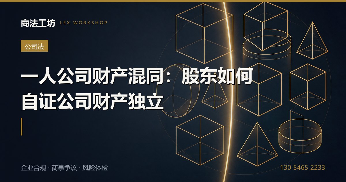 一人公司财产混同：股东如何自证公司财产独立